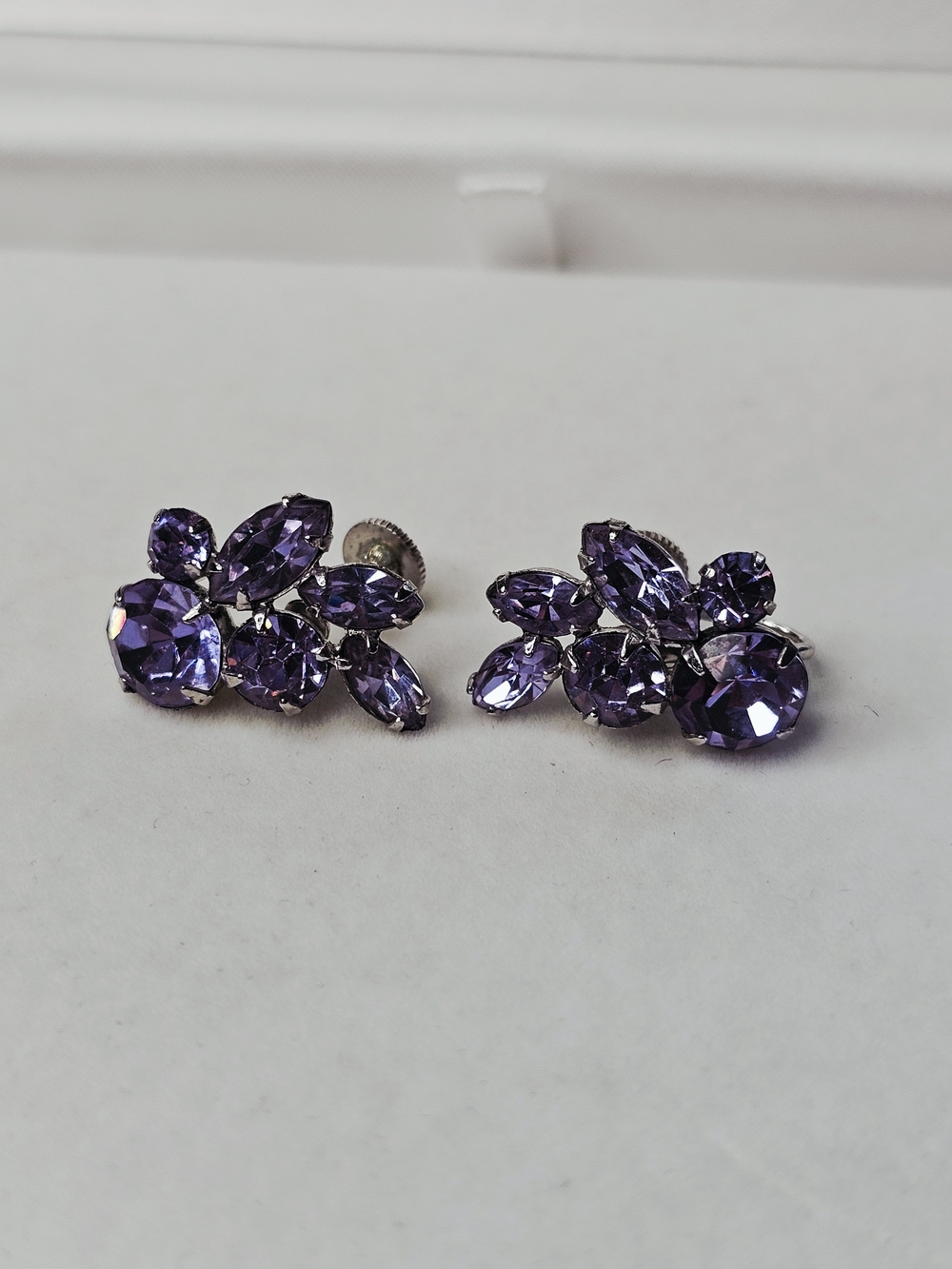 Sherman Alexandrite Crystal Cluster Screw Back Earrings